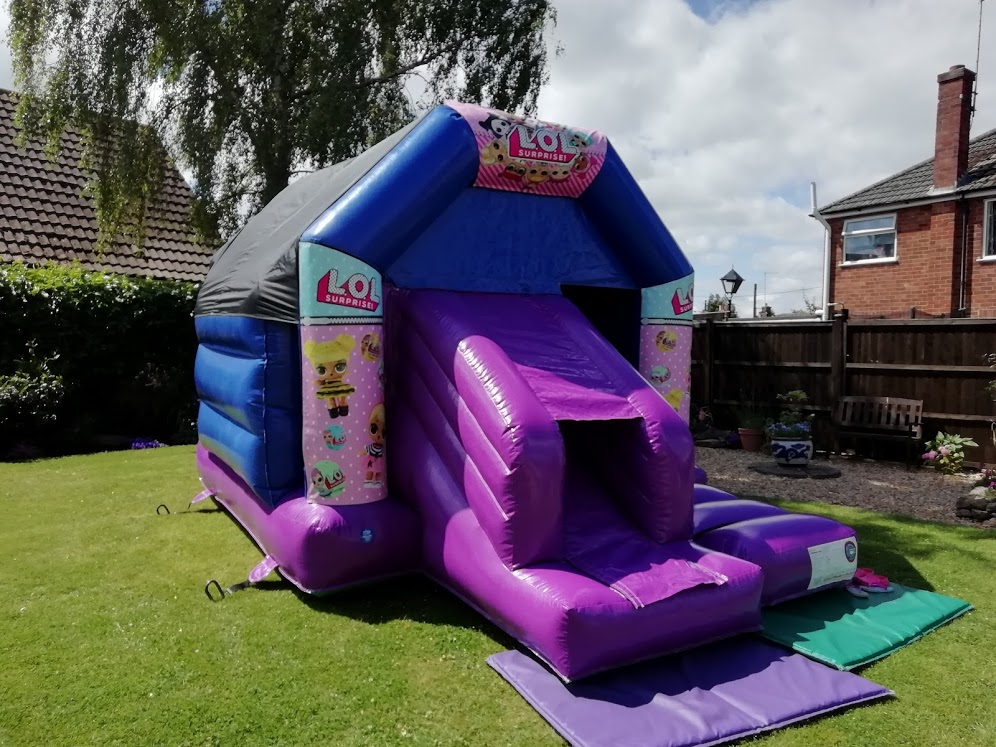 A frame bounce and slide bouncy castle