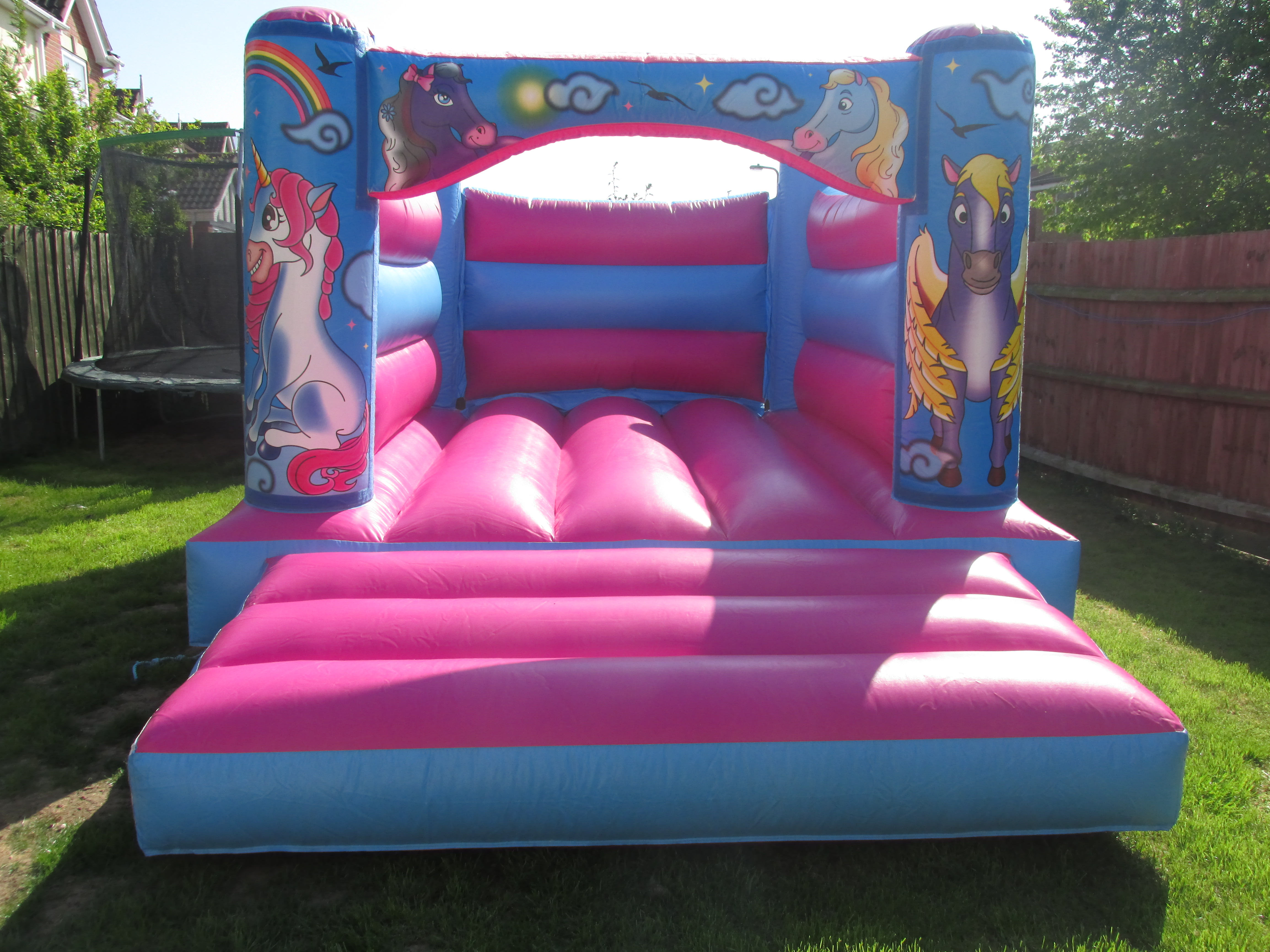 Pretty Pink Unicorn Bouncy Castle Hire In Bourne, Peterborough, Grantham and Spalding