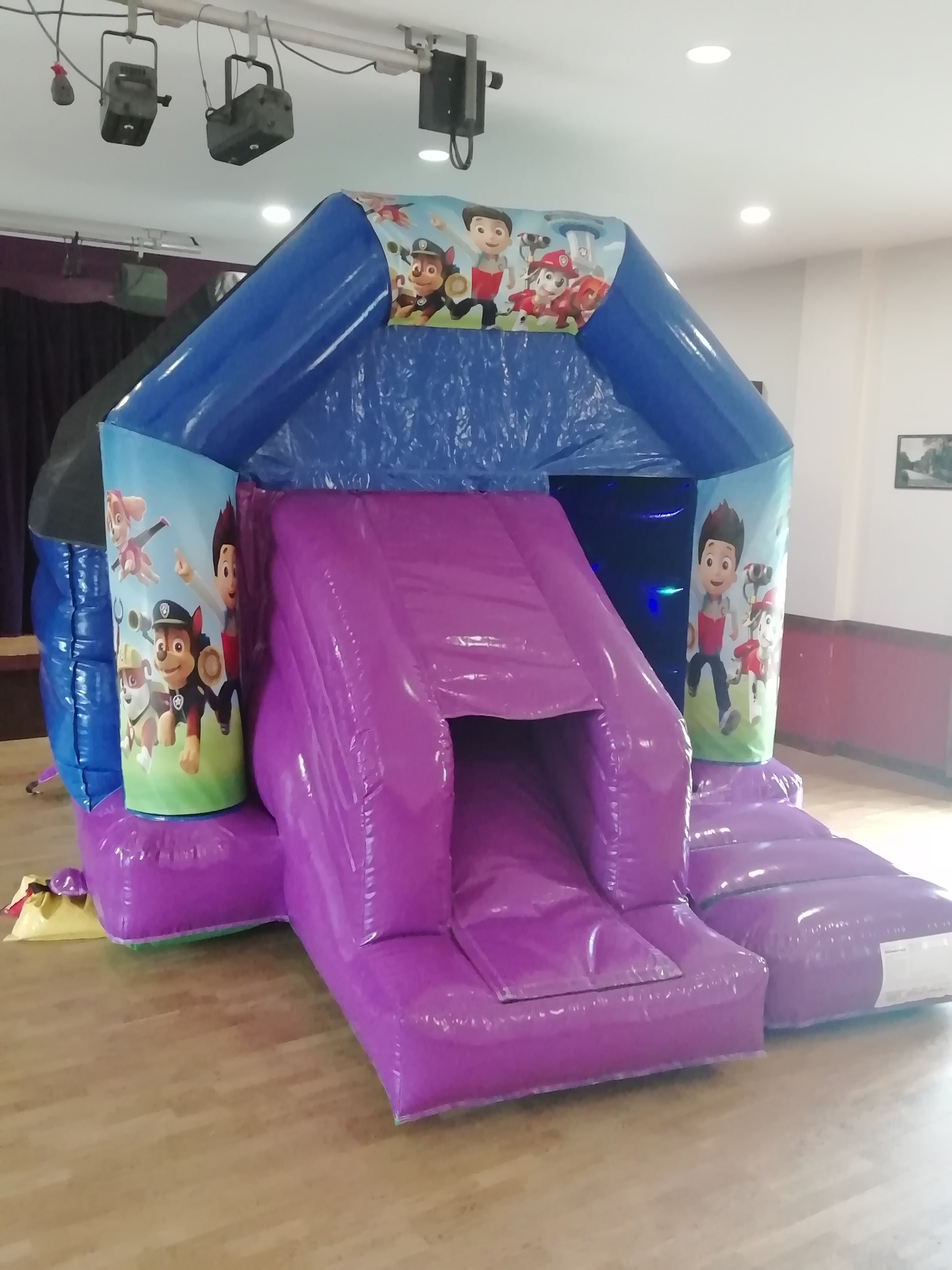 Image of Pups disco bouncy castle on hire in a Hall in Bourne South Lincolnshire
