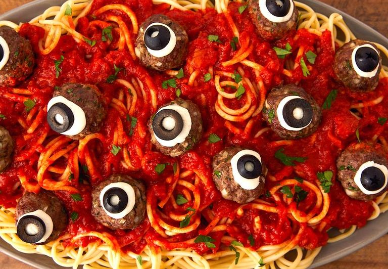 Meatball Eyeballs - Halloween Party Food Ideas